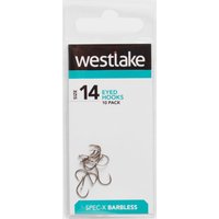 Westlake Barbless Eyed Hooks (size 14)  Silver