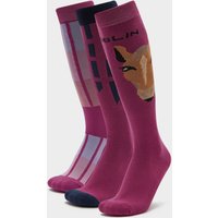Dublin 3 Pack Socks Red Violet Horse Face  Purple