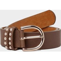 Horze Womens Leather Belt With Rose Gold Detailing Bison Dark Brown  Brown