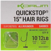 Korum Big Fish Qckstop Hair Rigs 15inch Brbd - Sz 10  Green
