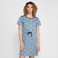 One Earth Printed Jersey Dress  Navy