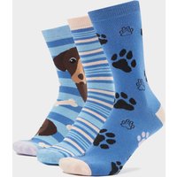 Platinum Wild Feet Womens Fashion Socks 3 Pack - Dog  Blue