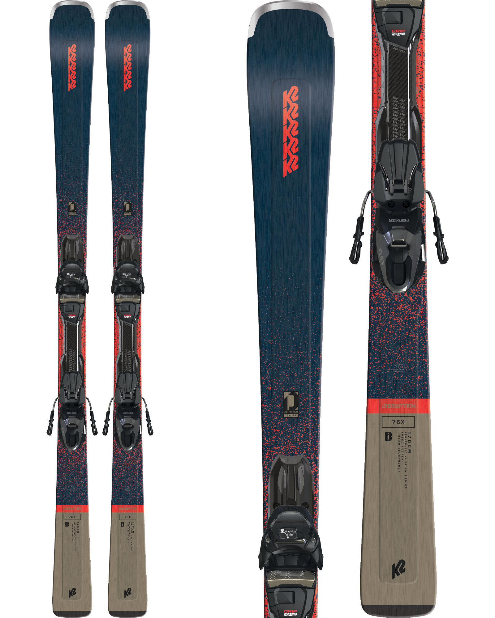 K2 Disruption 76x Skis + M3 10 Compact Quikclik Bindings 2023