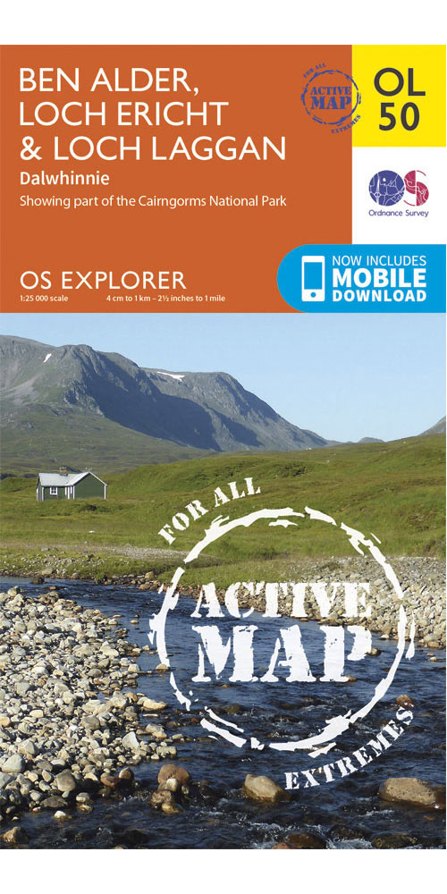 Ordnance Survey Ben Alder  Loch ErichtandLoch Laggan - Os Explorer Active Ol50 Map