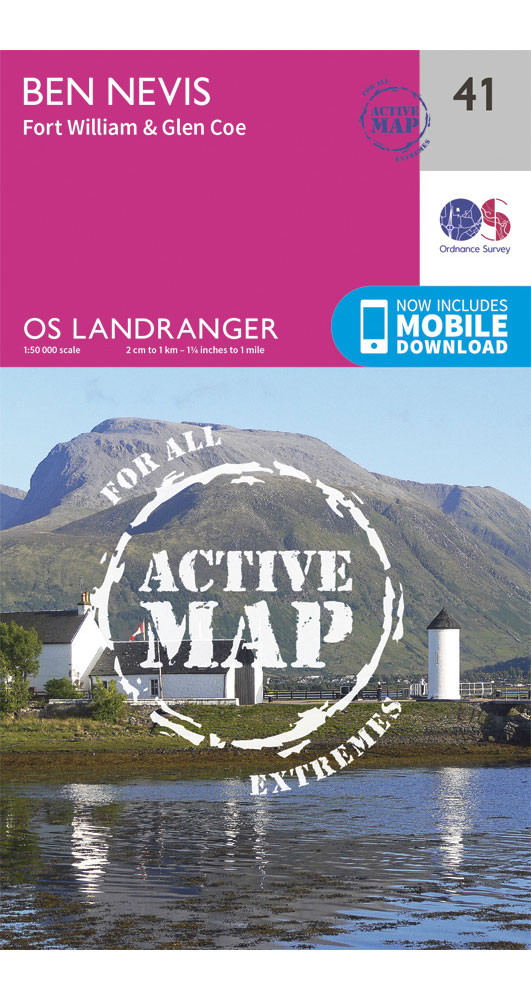 Ordnance Survey Ben Nevis  Fort WilliamandGlen Coe - Landranger Active 41 Map
