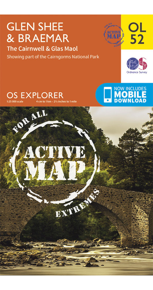 Ordnance Survey Glen SheeandBraemar - Os Explorer Active Ol52 Map
