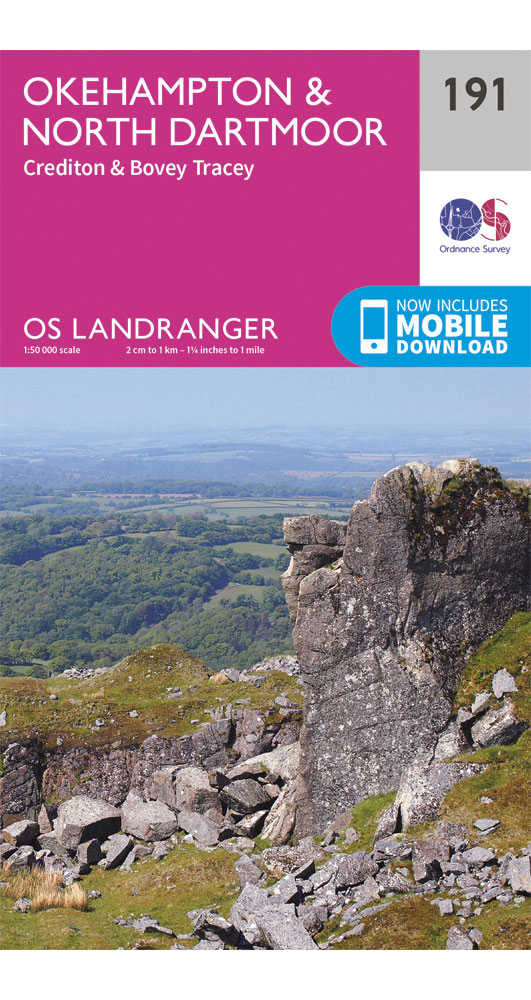 Ordnance Survey OkehamptonandNorth Dartmoor - Landranger 191 Map