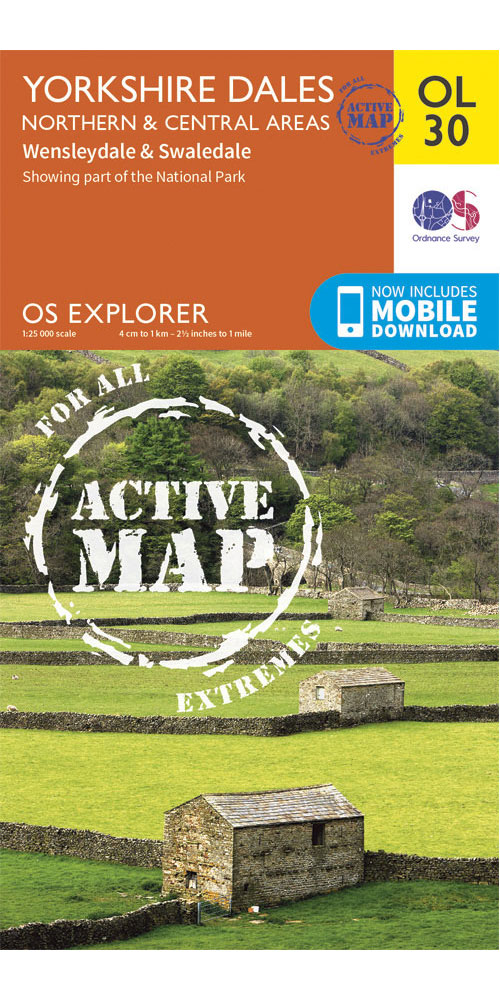 Ordnance Survey Yorkshire Dales - NorthernandCentral Areas - Os Explorer Active Ol30 Map