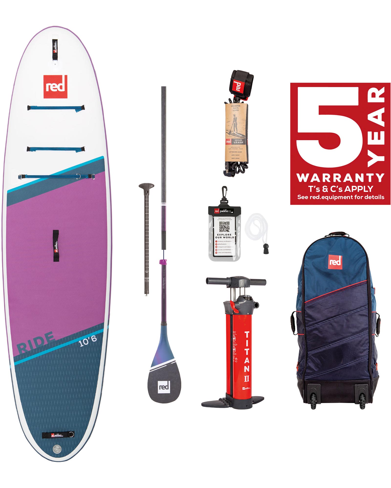 Red 10.6 Ride Purple Inflatable Sup Package - Prime Paddle