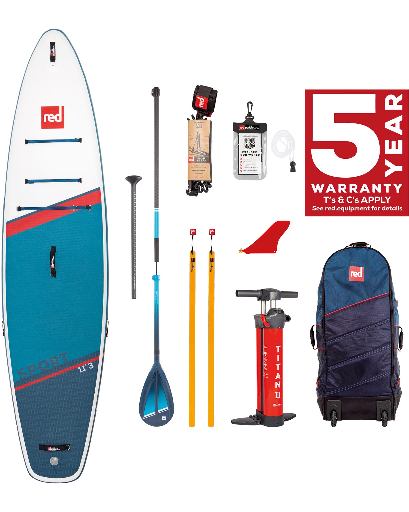 Red 11.3 Sport Inflatable Sup Package - Hybrid Tough Paddle