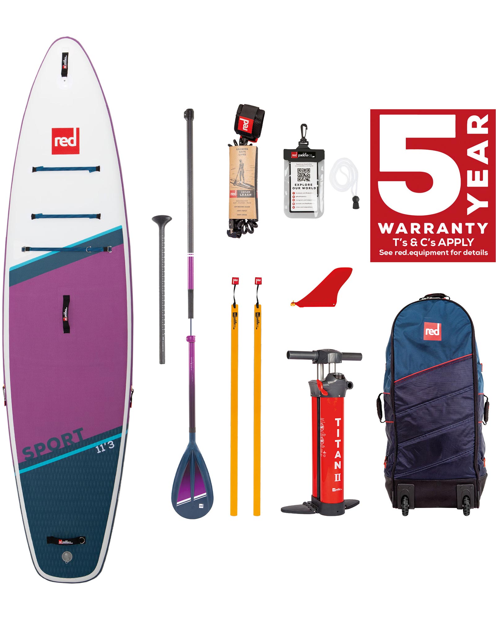 Red 11.3 Sport Purple Inflatable Sup Package - Hybrid Tough Paddle