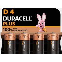 Duracell D Plus 100 Batteries (4 Pack)  Black
