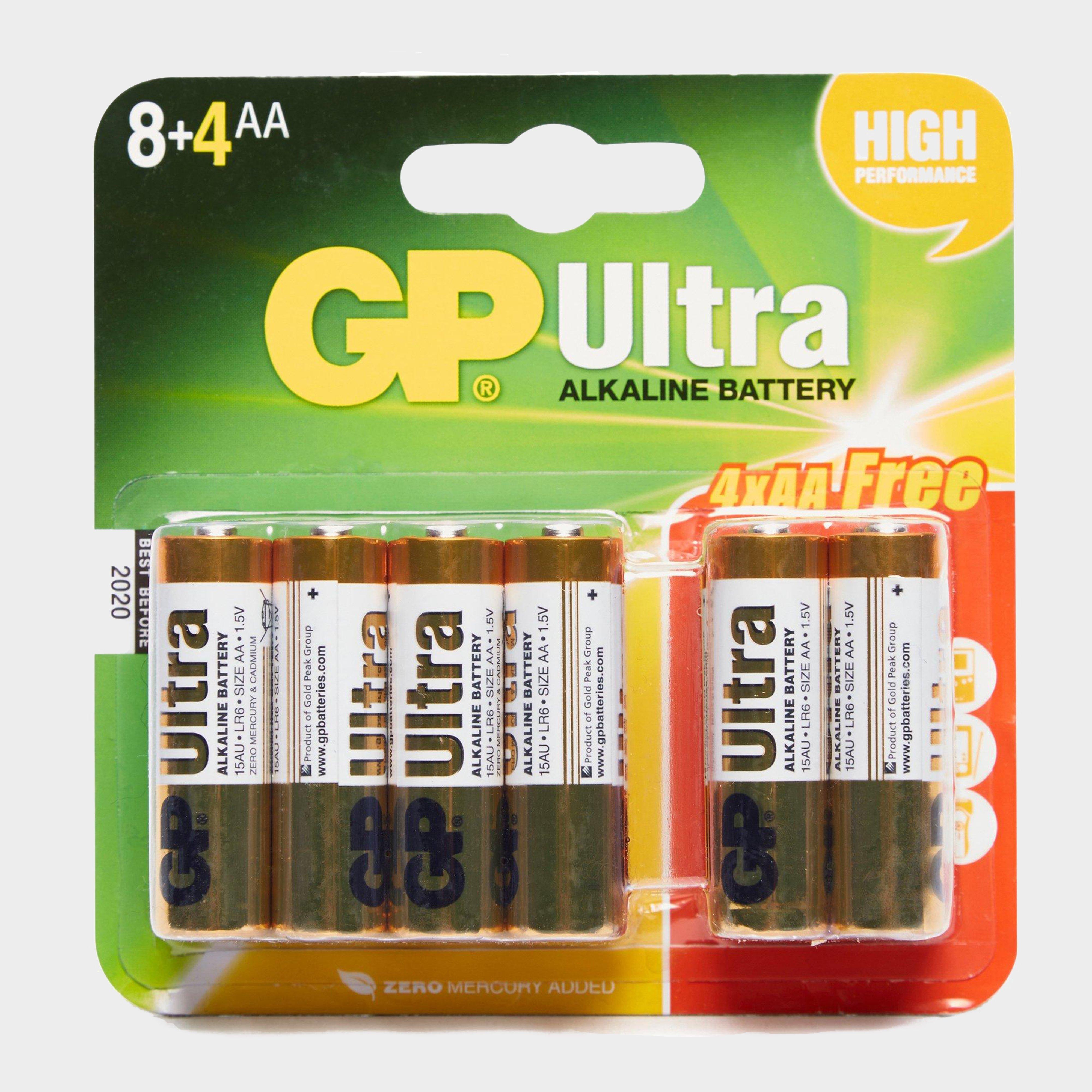 Gp Batteries Ultra Alkaline Aa Batteries 8+4 Pack  Multi Coloured