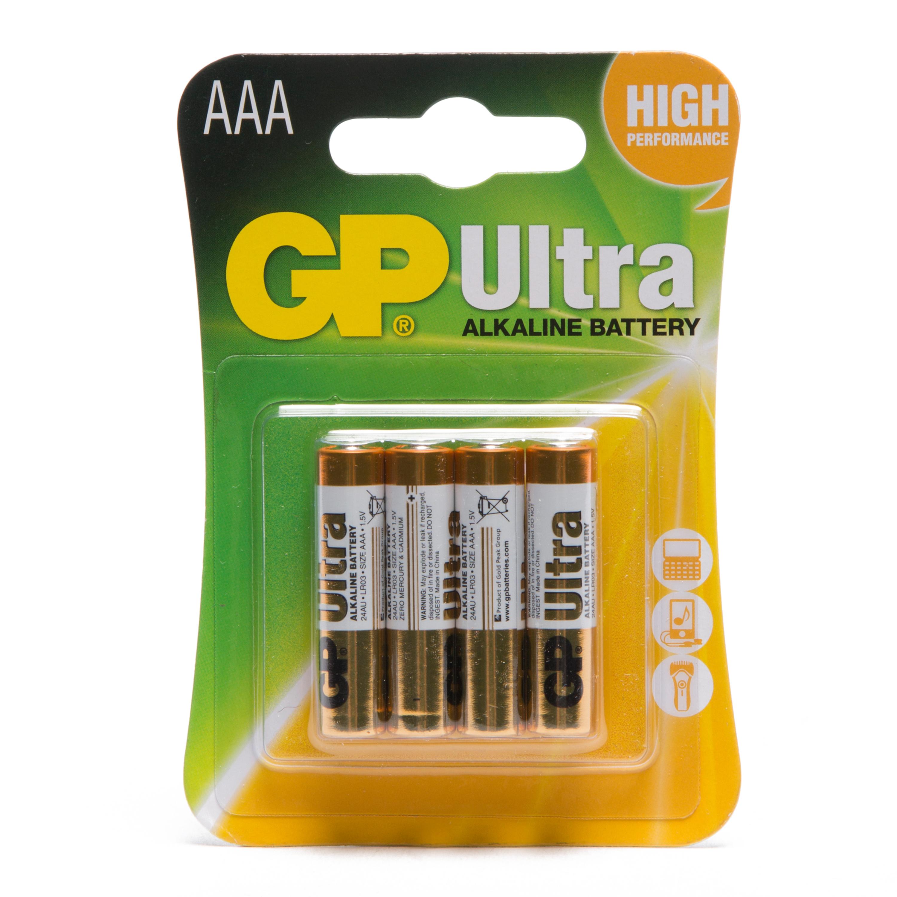 Gp Batteries Ultra Alkaline Aaa Batteries (4 Pack)  Multi Coloured
