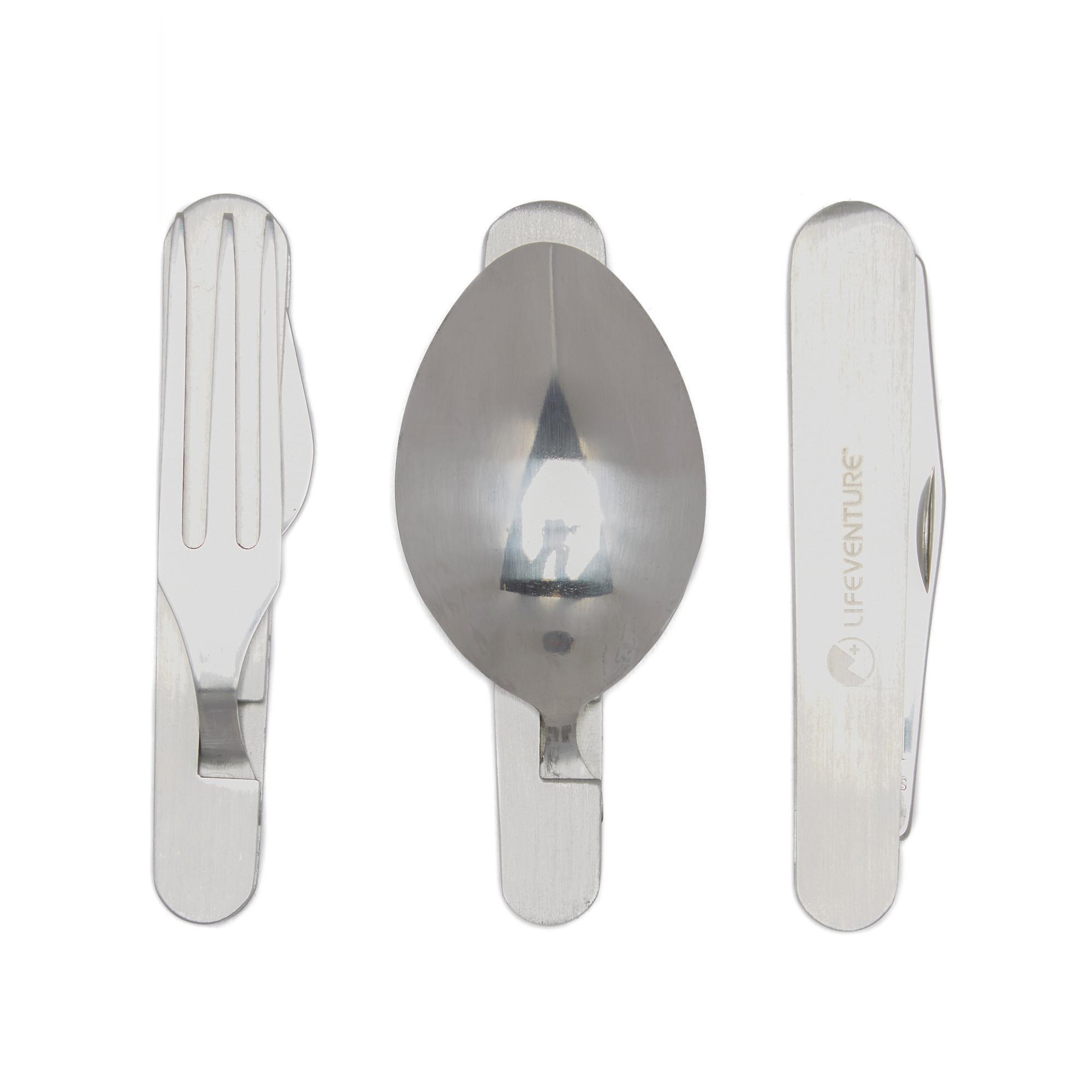 Lifeventure Knife  Fork  Spoon - Folding Cutlery Set  Silver