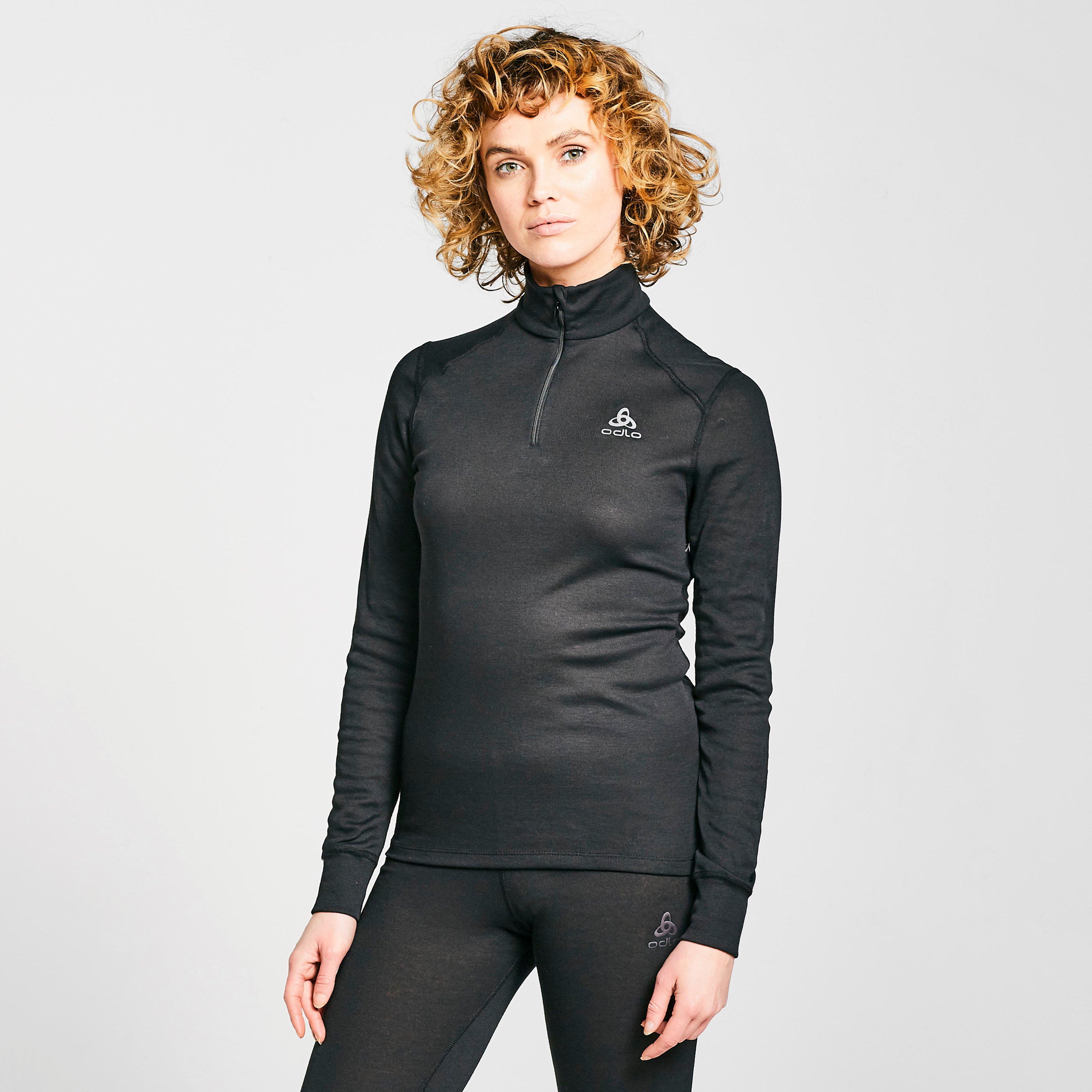 Odlo Womens Eco Active Warm Long Sleeve Half Zip Baselayer Top  Black