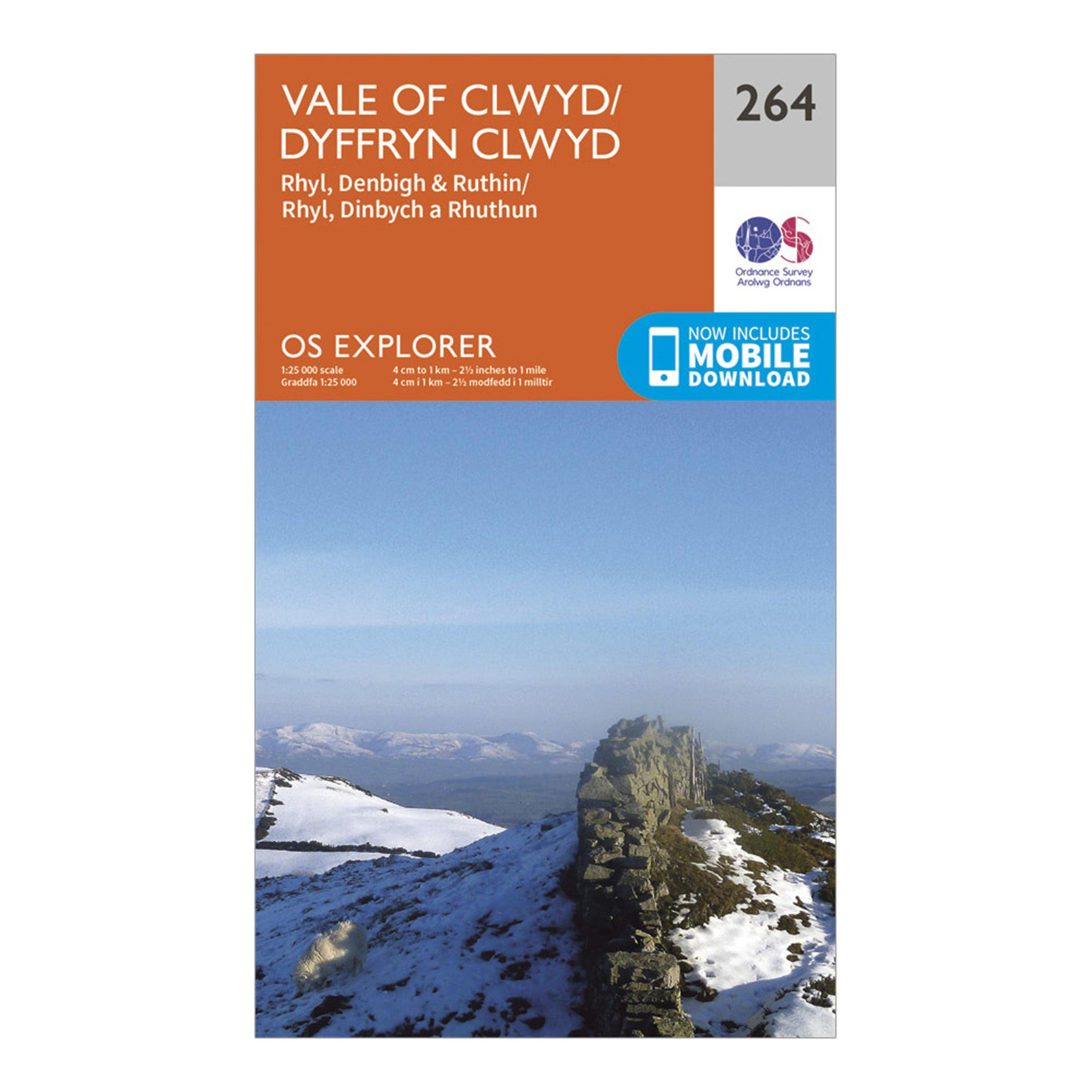 Ordnance Survey Explorer 264 Vale Of Clwyd  Rhyl  DenbighandRuthin Map With Digital Version