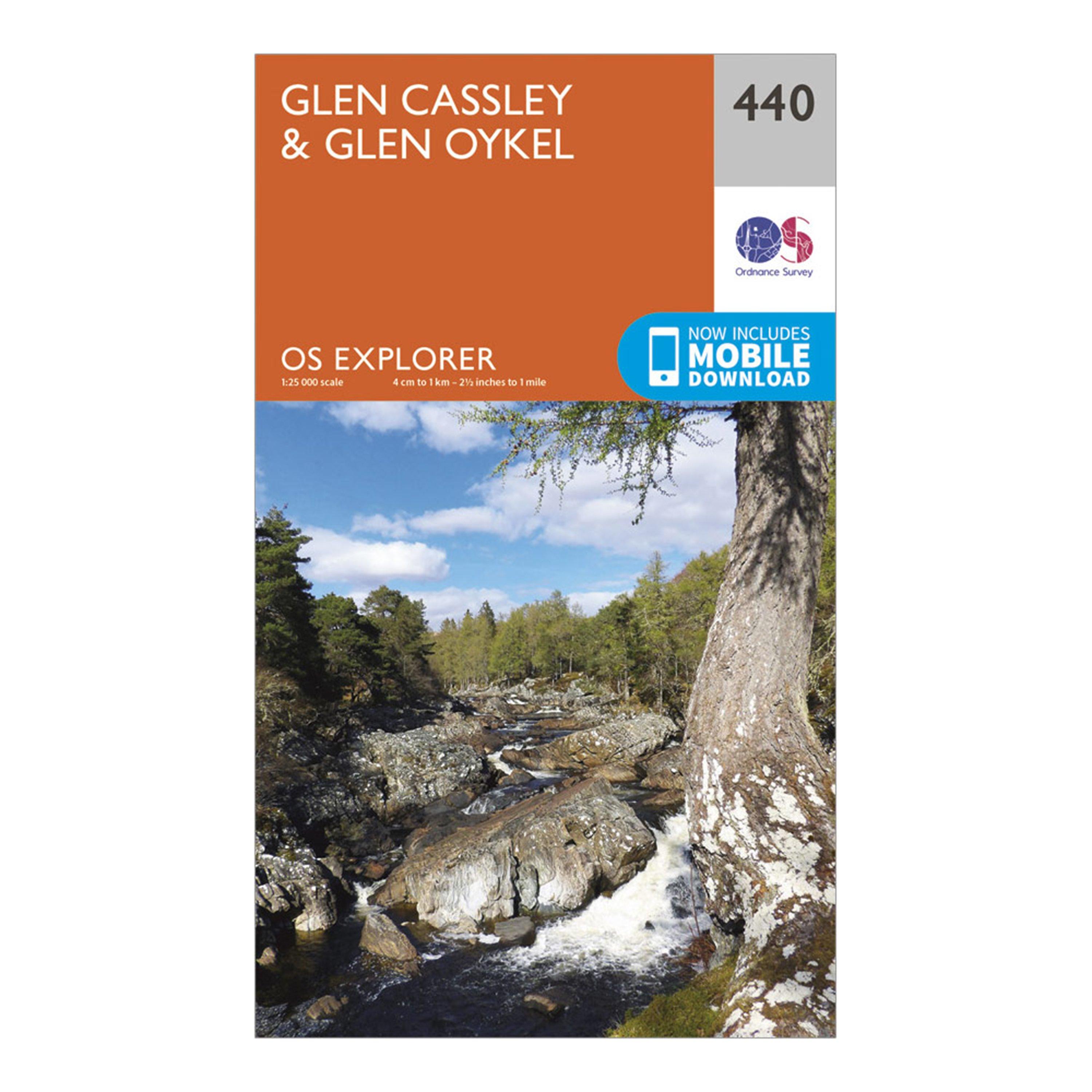 Ordnance Survey Explorer 440 Glen CassleyandGlen Oykel Map With Digital Version  Orange