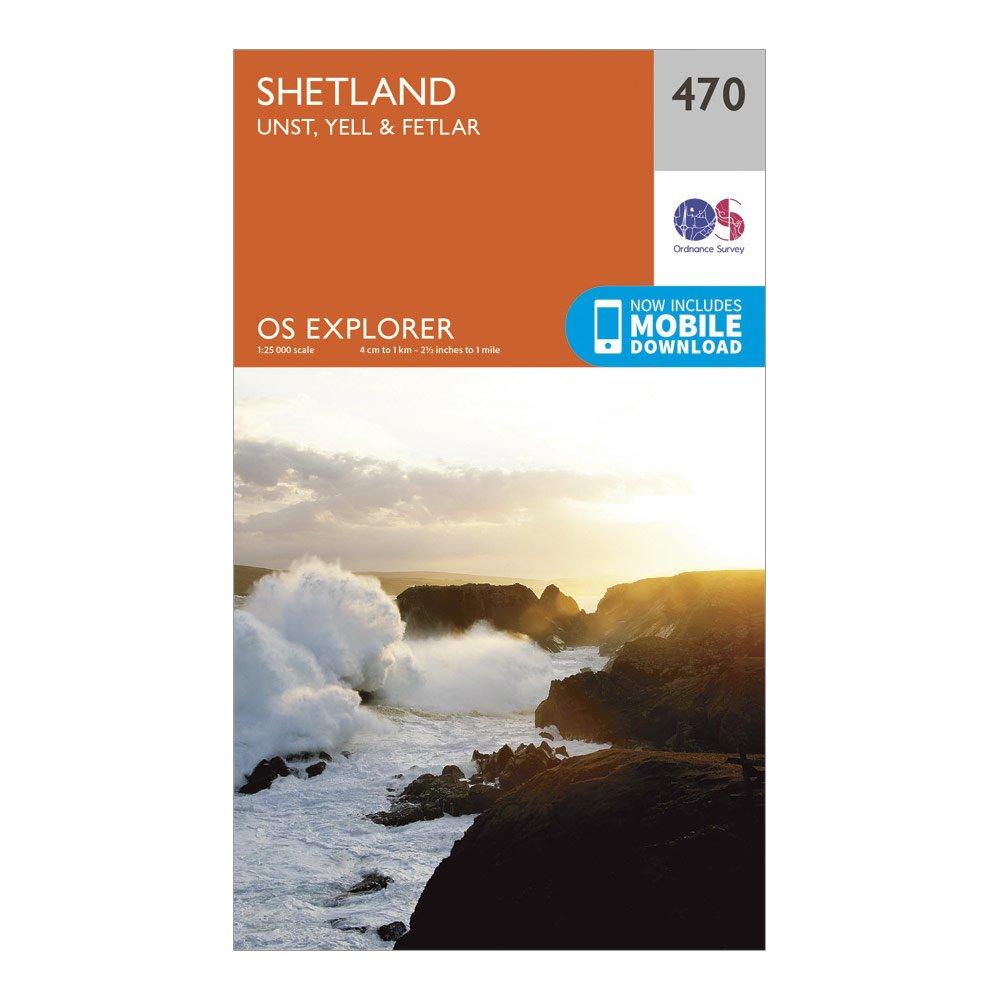 Ordnance Survey Explorer 470 Shetland - Unst  YellandFetlar Map With Digital Version  Orange