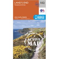 Ordnance Survey Explorer Active 102 Lands End Map With Digital Version  Orange