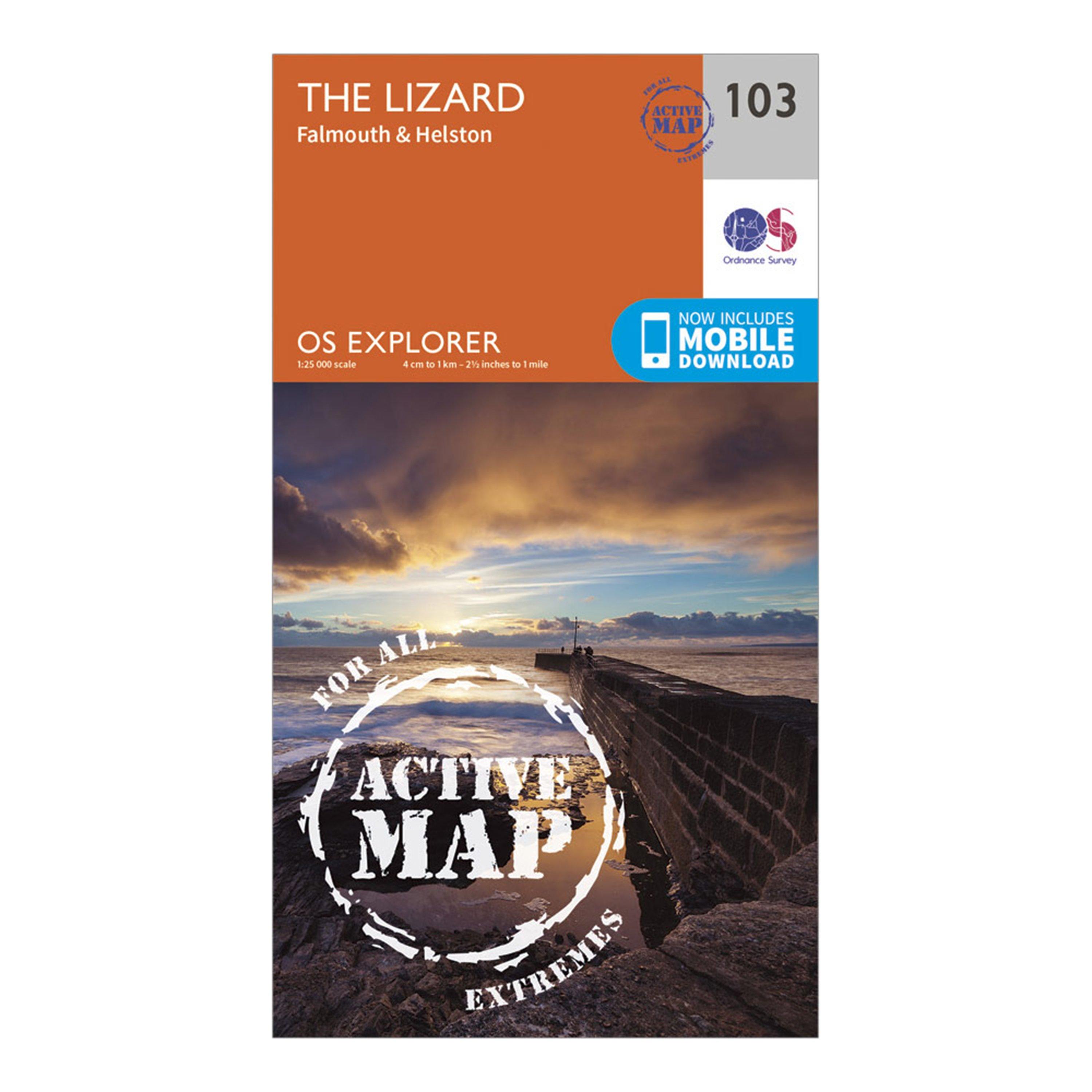 Ordnance Survey Explorer Active 103 The Lizard Map With Digital Version  Orange