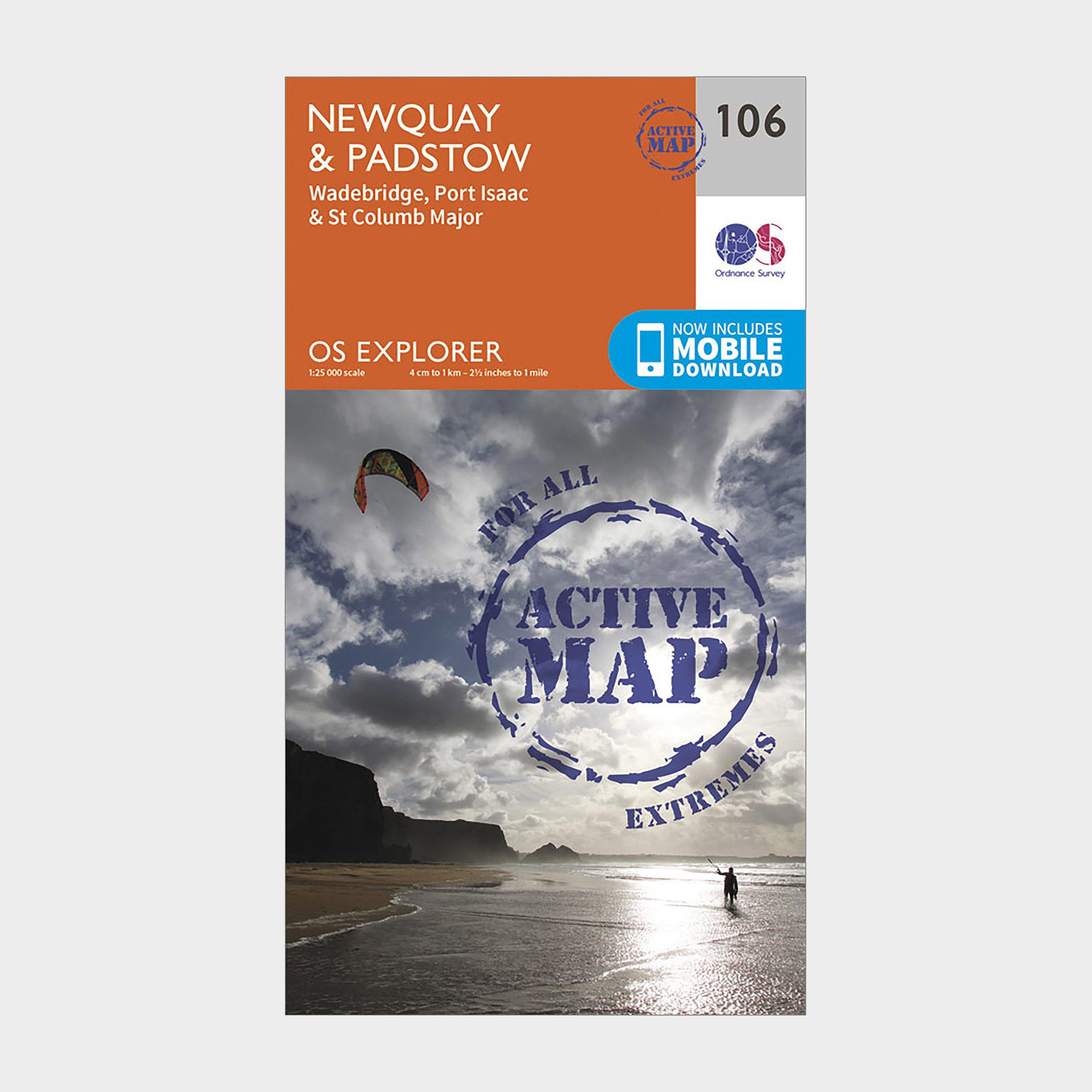 Ordnance Survey Explorer Active 106 NewquayandPadstow Map With Digital Version  Orange