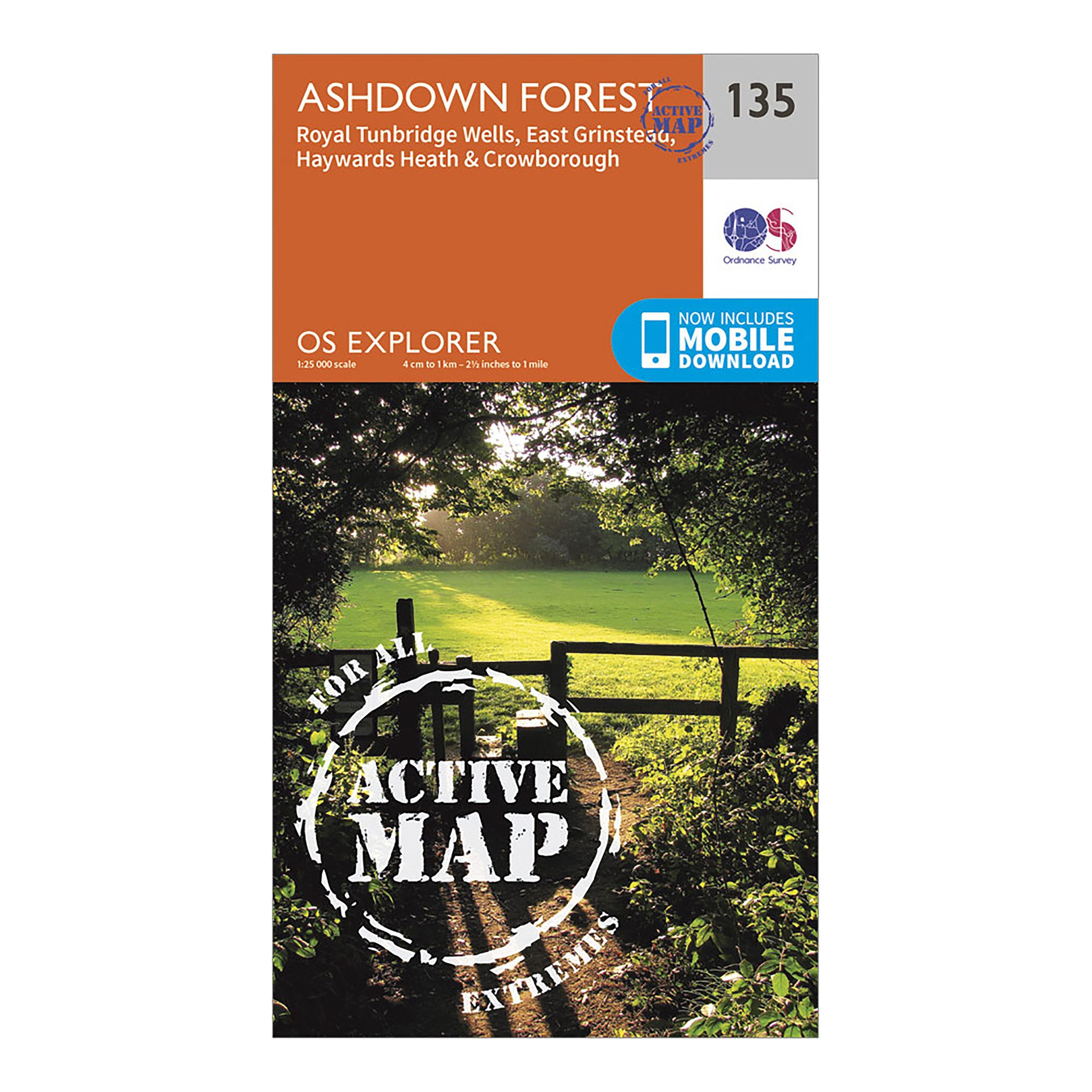 Ordnance Survey Explorer Active 135 Ashdown Forest Map With Digital Version  Orange