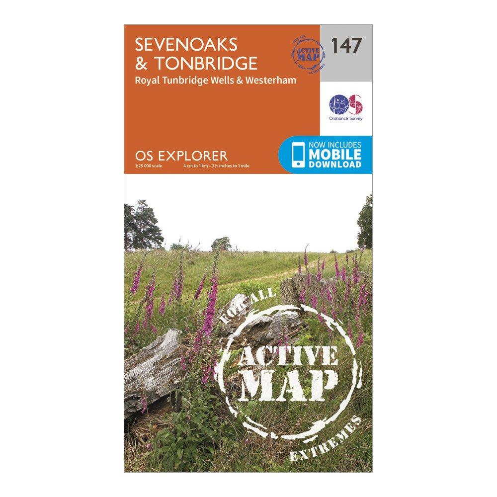 Ordnance Survey Explorer Active 147 SevenoaksandTonbridge Map With Digital Version  Orange