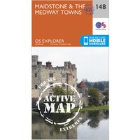 Ordnance Survey Explorer Active 148 MaidstoneandThe Medway Towns Map With Digital Version  Orange