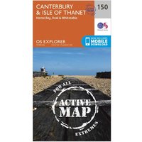 Ordnance Survey Explorer Active 150 CanterburyandThe Isle Of Thanet Map With Digital Version