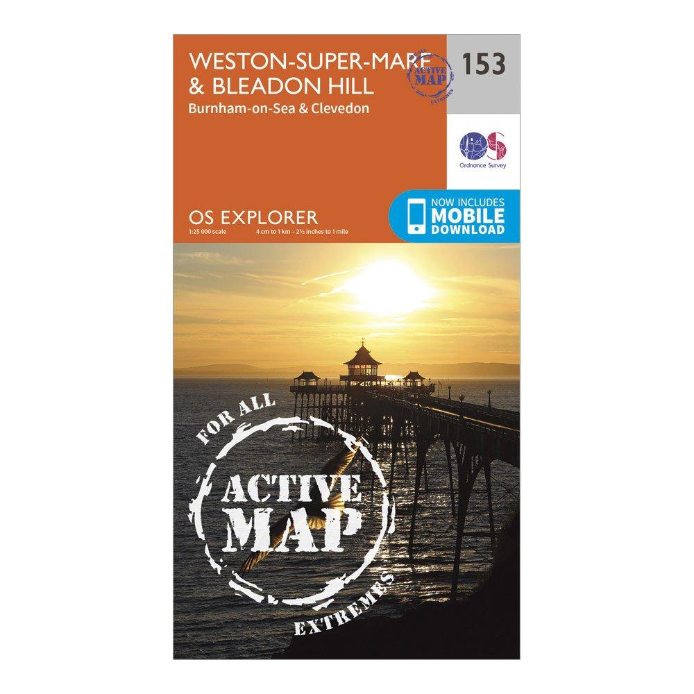 Ordnance Survey Explorer Active 153 Weston-super-mareandBleadon Hill Map With Digital Version  Orange