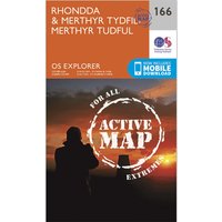 Ordnance Survey Explorer Active 166 RhonddaandMerthyr Tydfil Map With Digital Version  Orange