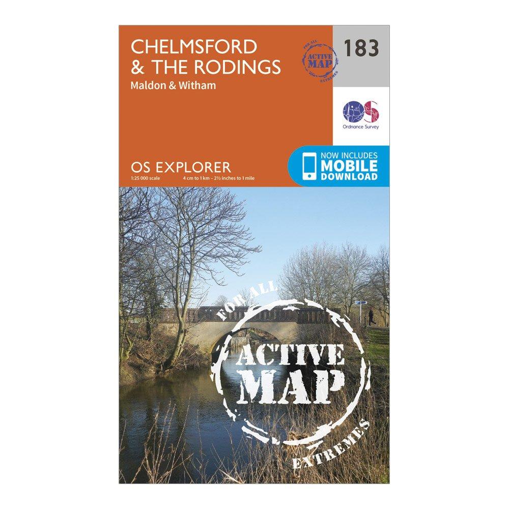 Ordnance Survey Explorer Active 183 ChelmsfordandThe Rodings Map With Digital Version  No Colour