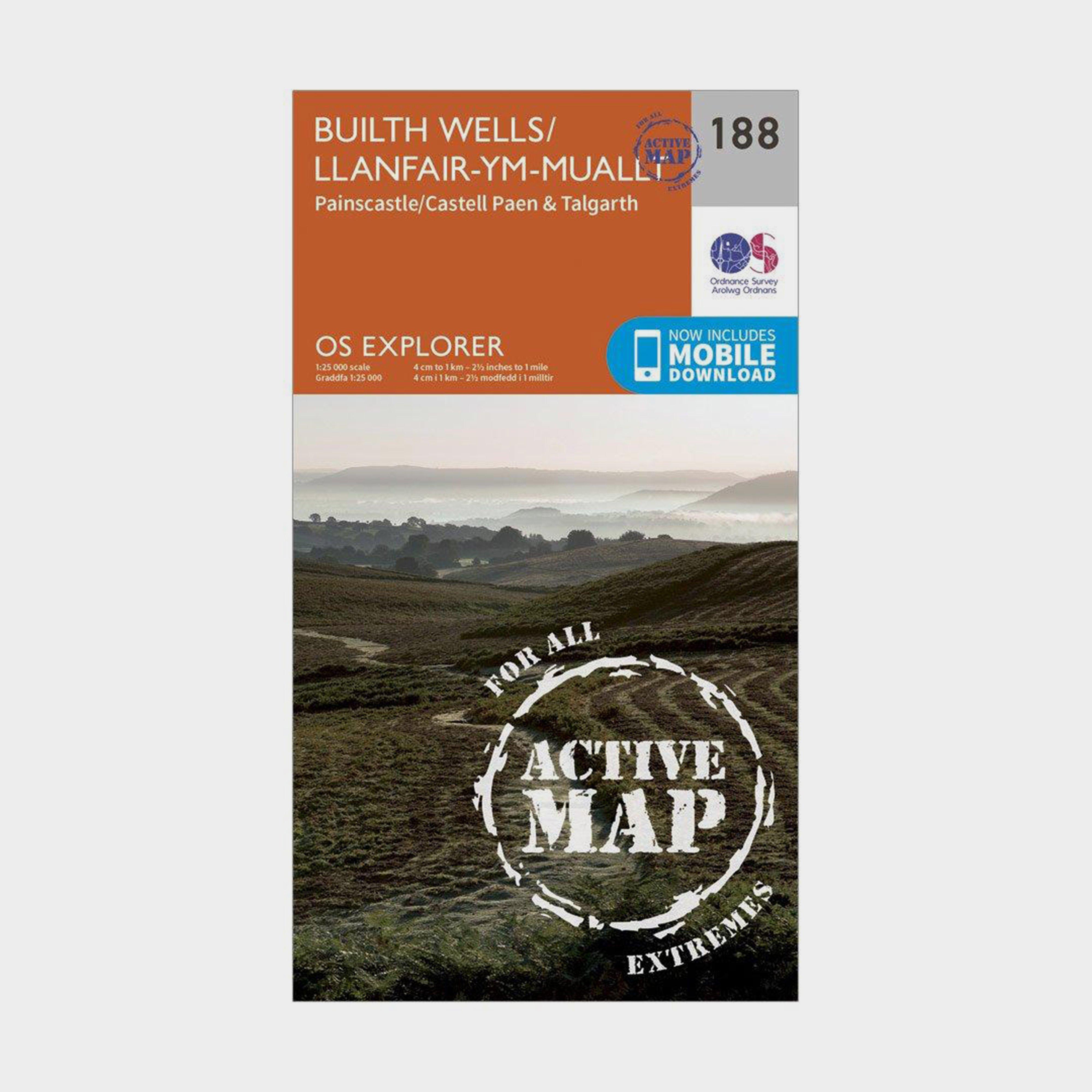 Ordnance Survey Explorer Active 188 Builth Wells  PainscastleandTalgarth Map With Digital Version  Orange
