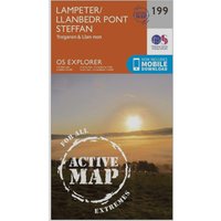 Ordnance Survey Explorer Active 199 Lampeter  TregaronandLlan-non Map With Digital Version  Orange