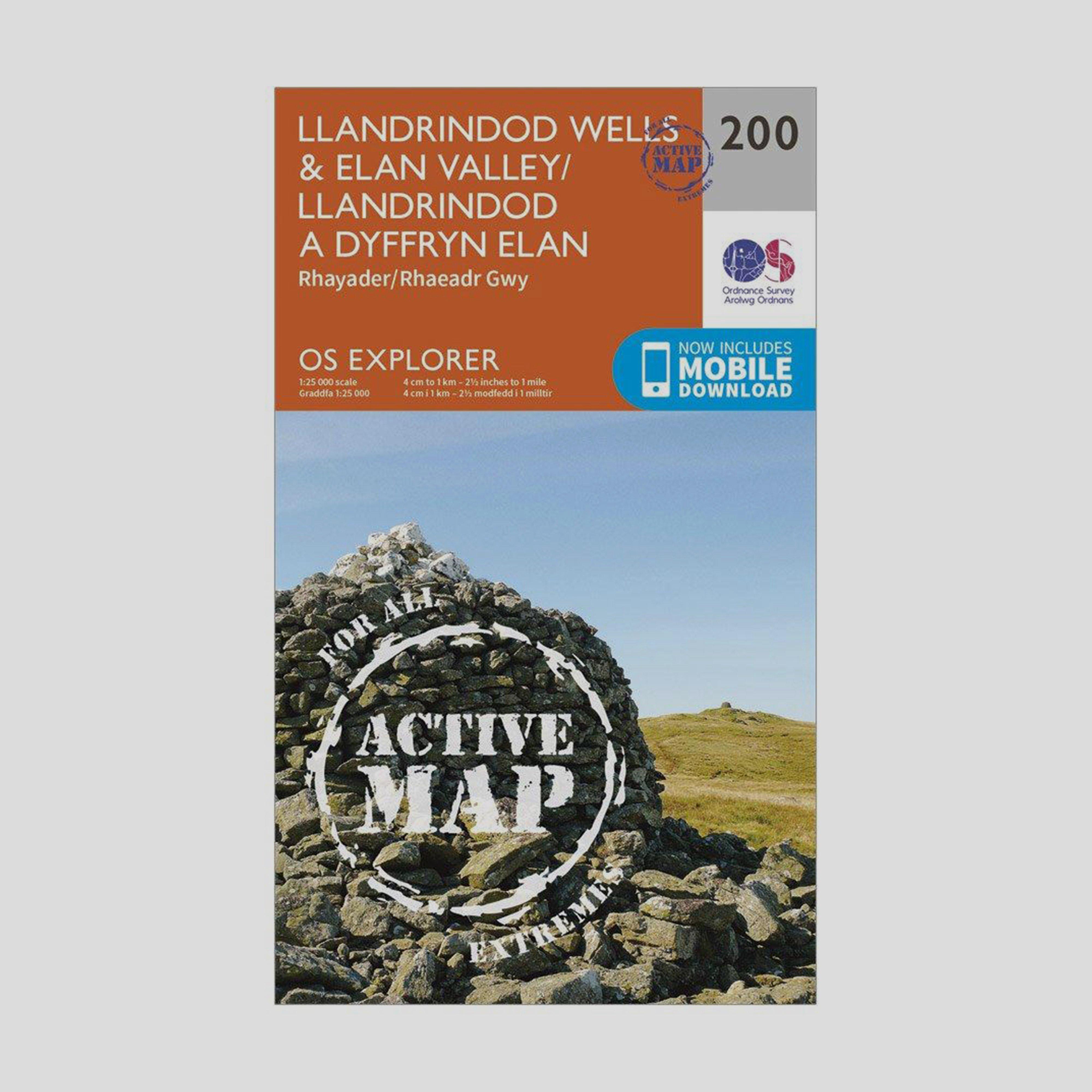 Ordnance Survey Explorer Active 200 Llandrindod WellsandElan Valley Map With Digital Version  Orange