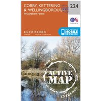 Ordnance Survey Explorer Active 224 Corby  KetteringandWellingborough Map With Digital Version  Orange