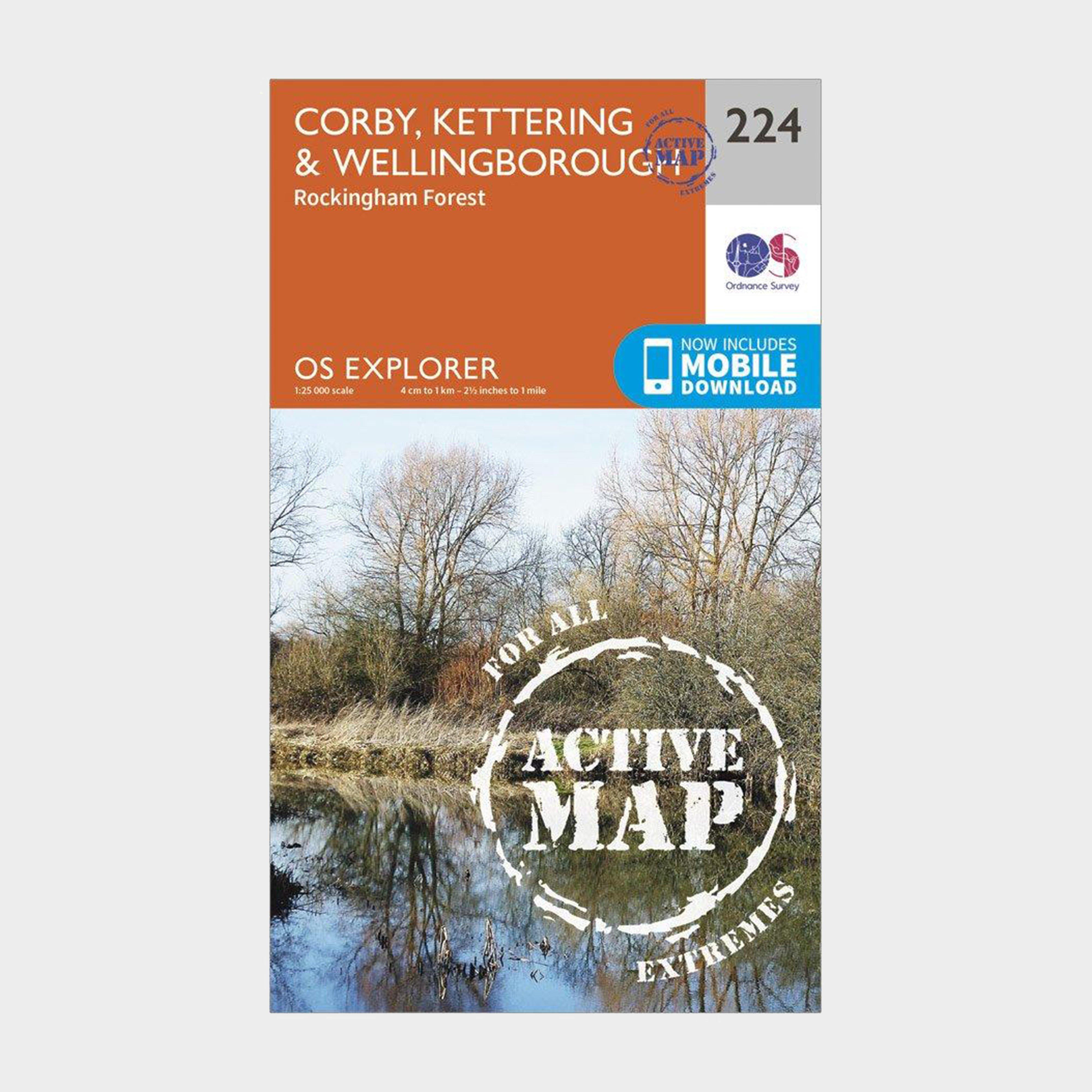 Ordnance Survey Explorer Active 224 Corby  KetteringandWellingborough Map With Digital Version  Orange