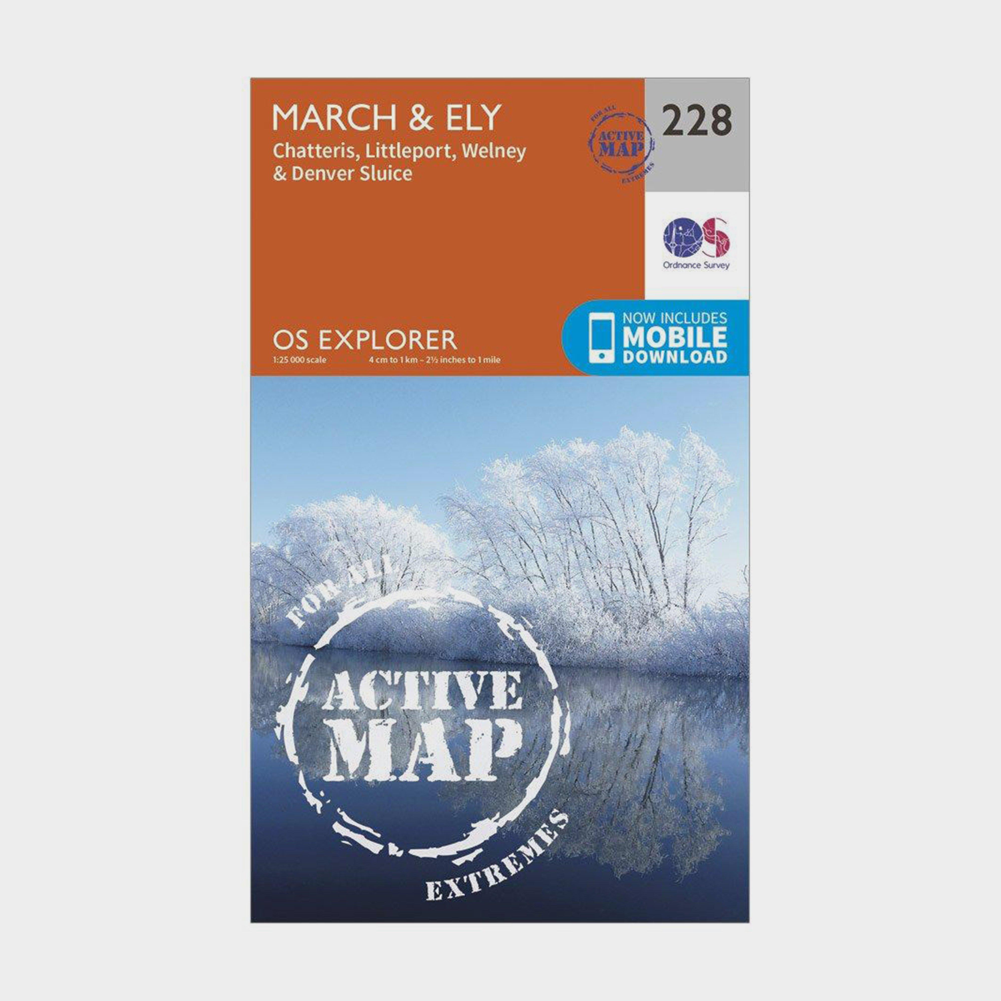 Ordnance Survey Explorer Active 228 MarchandEly Map With Digital Version  Orange