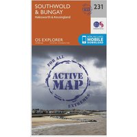 Ordnance Survey Explorer Active 231 SouthwoldandBungay Map With Digital Version  Orange