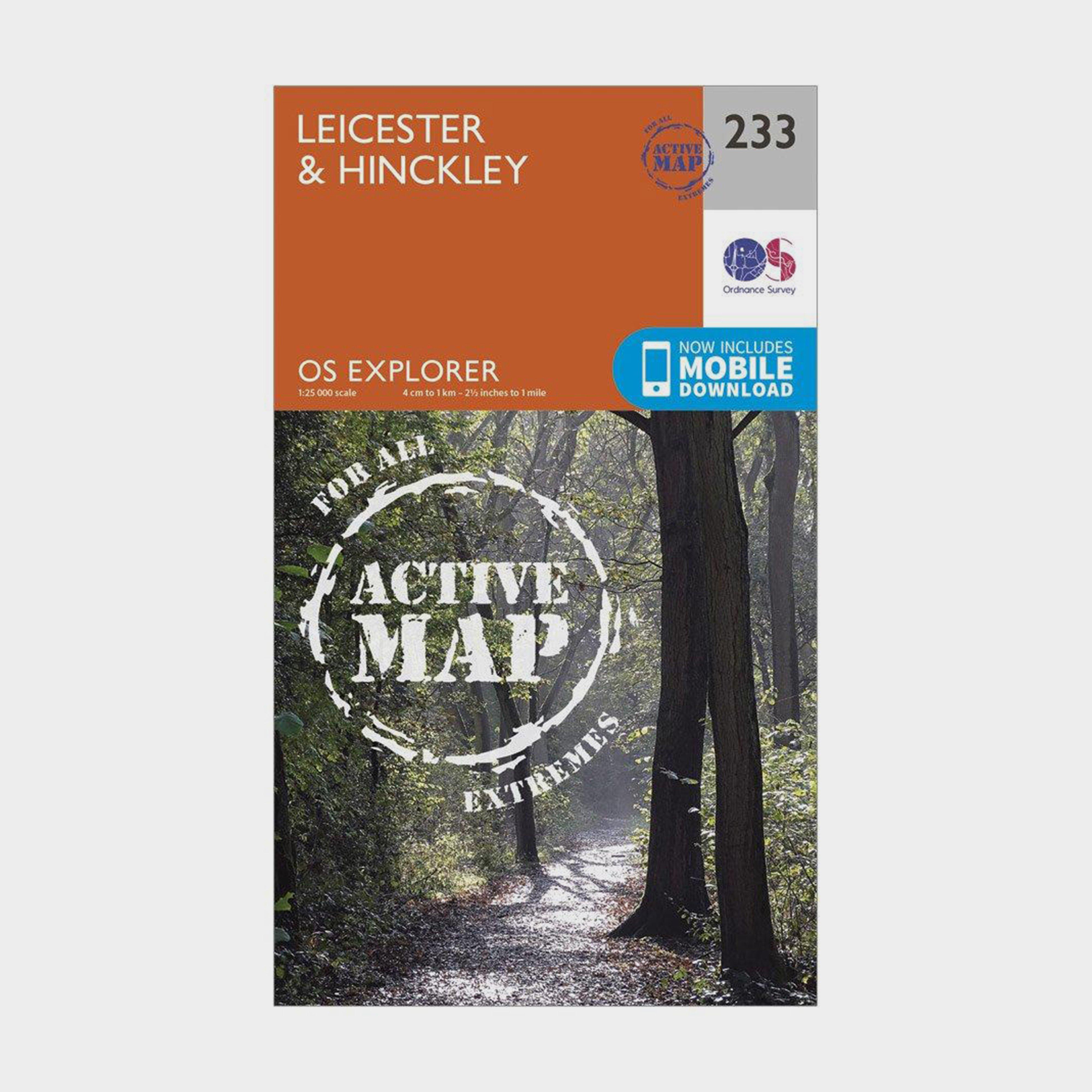 Ordnance Survey Explorer Active 233 LeicesterandHinckley Map With Digital Version  Orange