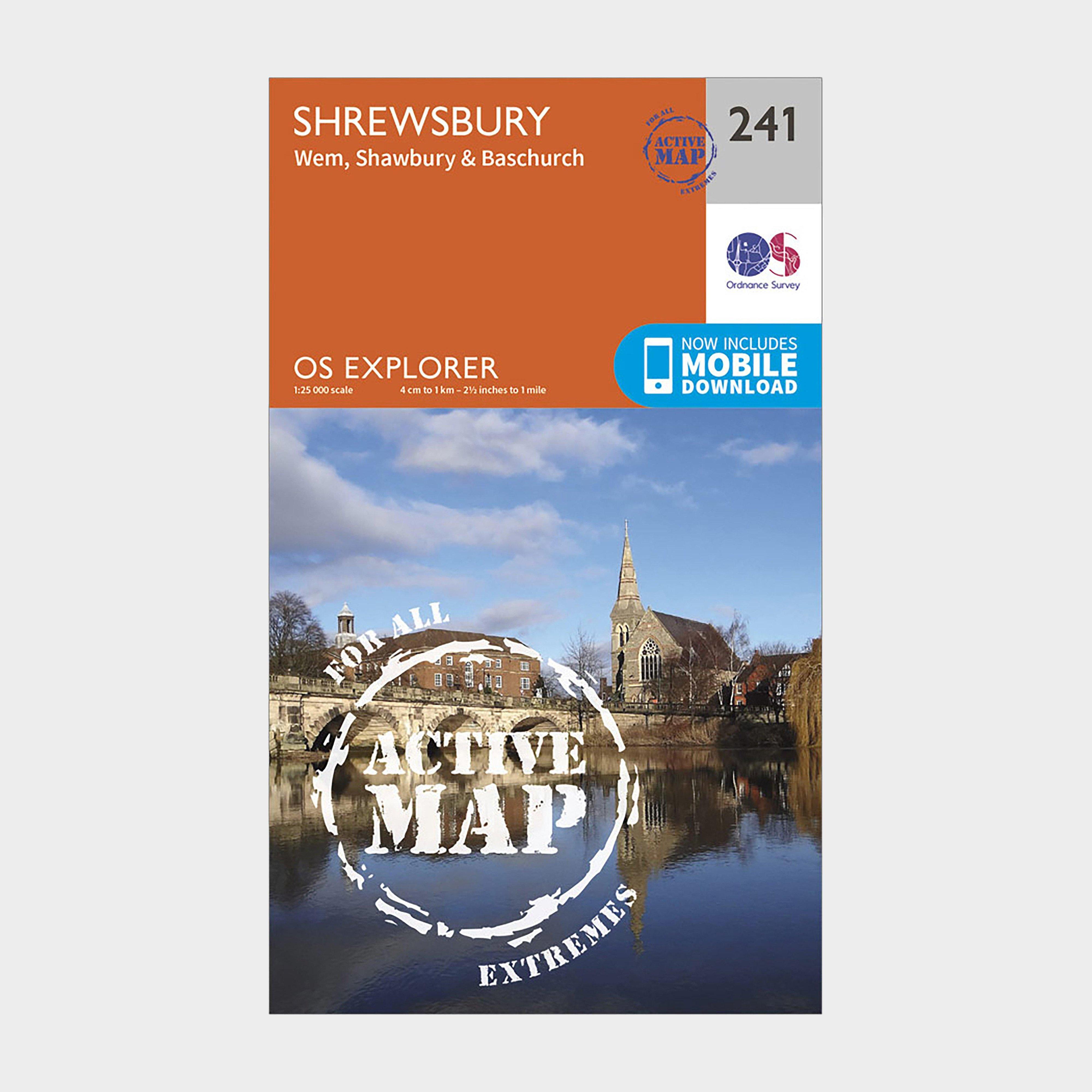 Ordnance Survey Explorer Active 241 Shrewsbury  Wem  ShawburyandBaschurch Map With Digital Version  Orange