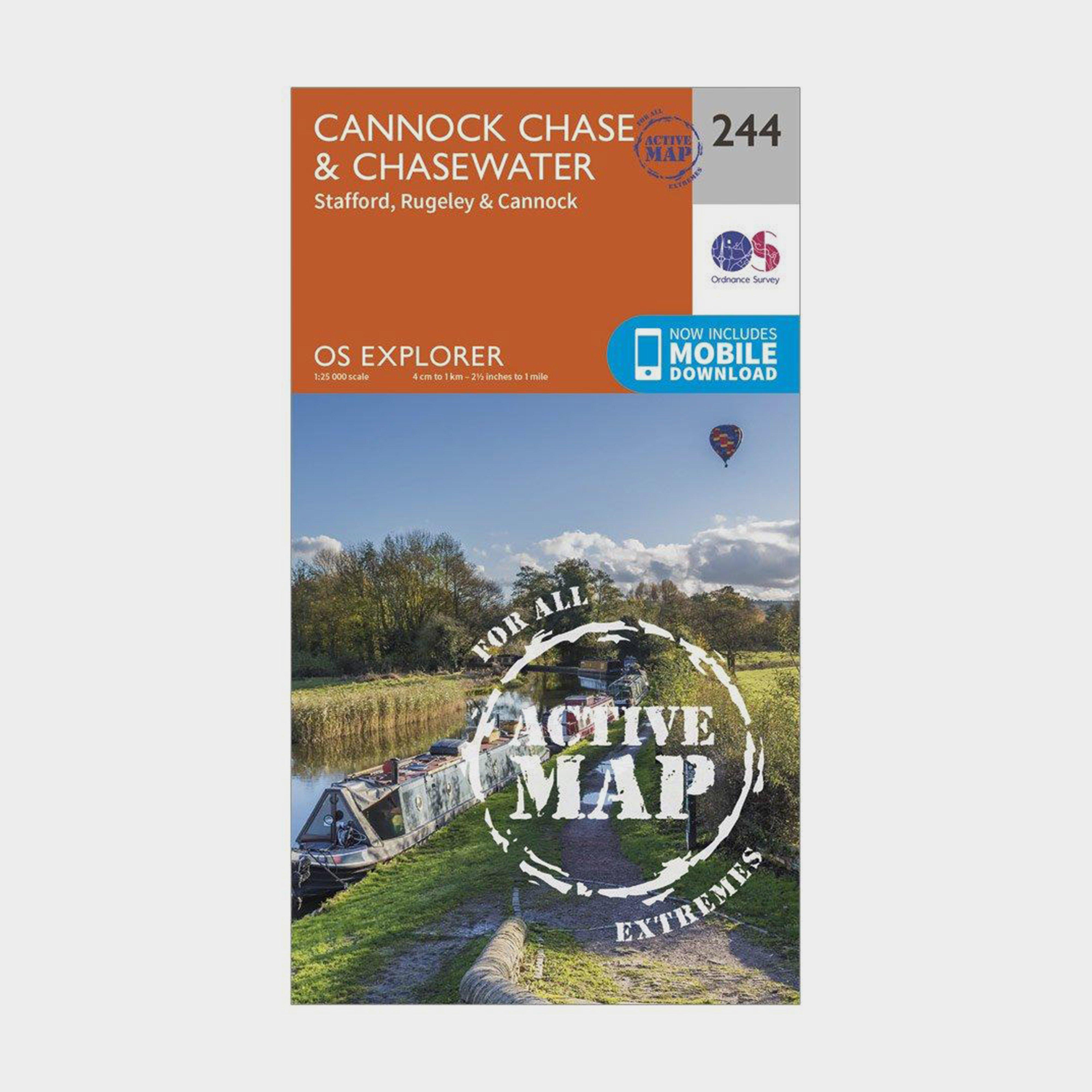 Ordnance Survey Explorer Active 244 Cannock ChaseandChasewater Map With Digital Version  Orange