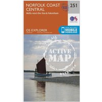 Ordnance Survey Explorer Active 251 Norfolk Coast Central Map With Digital Version  Orange