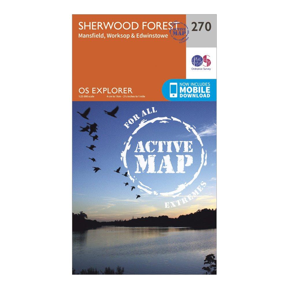 Ordnance Survey Explorer Active 270 Sherwood Forest Map With Digital Version  Orange