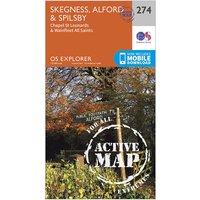 Ordnance Survey Explorer Active 274 Skegness  AlfordandSpilsby Map With Digital Version  Orange