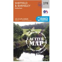 Ordnance Survey Explorer Active 278 SheffieldandBarnsley Map With Digital Version  Orange
