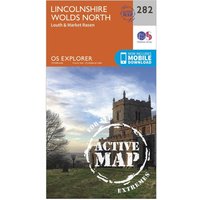 Ordnance Survey Explorer Active 282 Lincolnshire Wolds North Map With Digital Version  Orange