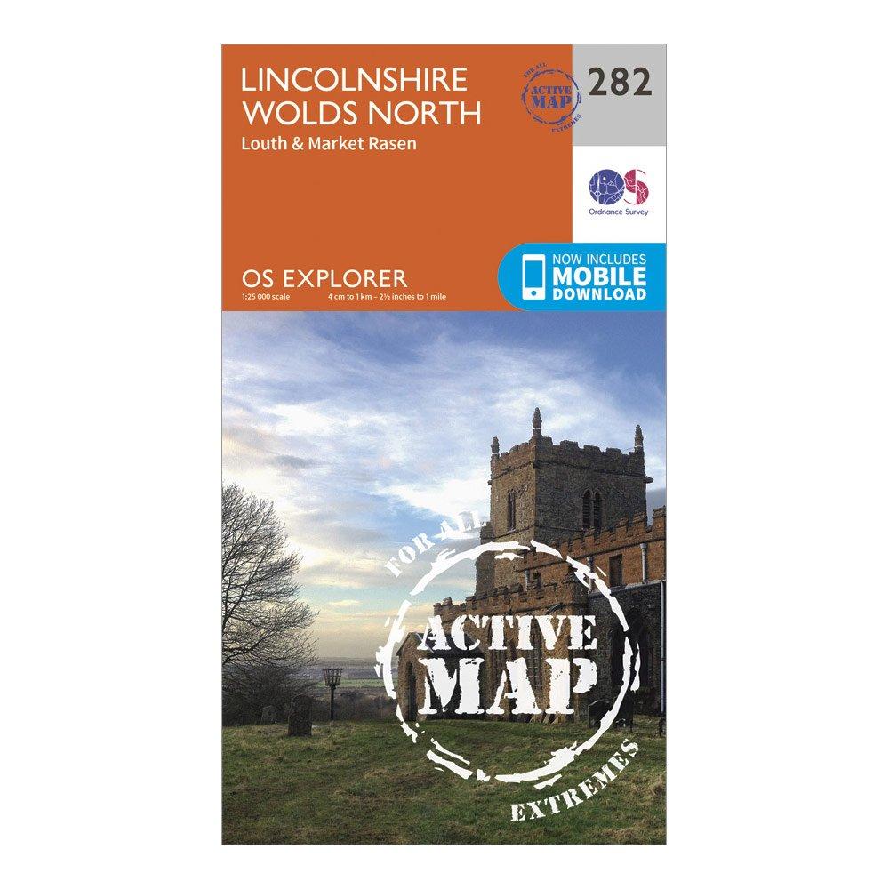 Ordnance Survey Explorer Active 282 Lincolnshire Wolds North Map With Digital Version  Orange