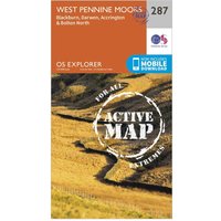 Ordnance Survey Explorer Active 287 West Pennine Moors  Blackburn  DarwenandAccrington Map With Digital Version  Orange
